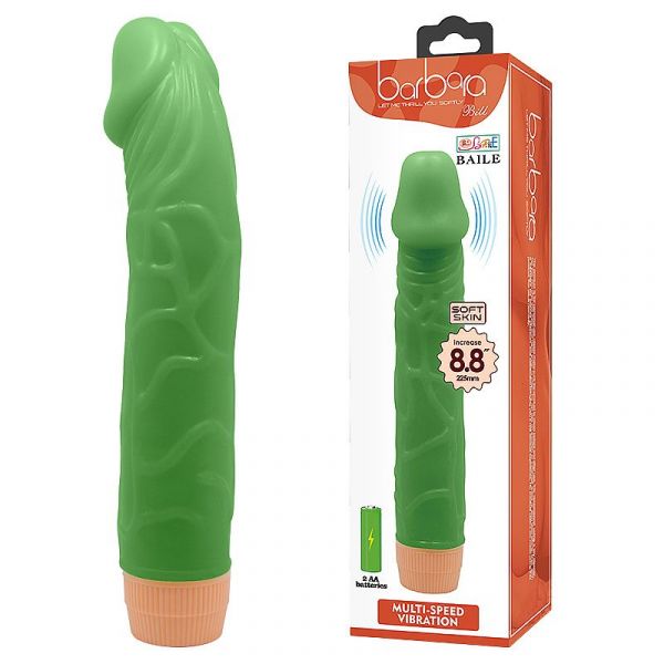 *Prótese 22 x 4,5 cm Realístico com Vibro em Silicone - Verde - Baile