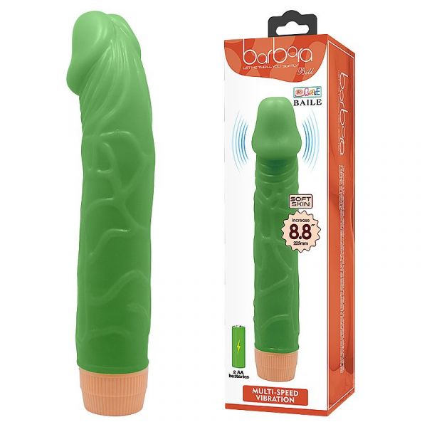 Prótese 22 x 4,5 cm Realístico com Vibro em Silicone - Verde - Pretty Love