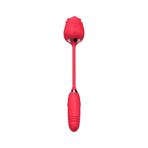 Vibrador Duplo Estimulo com Vai e Vem - Formato de Rosa-Greebaby